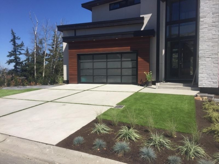 Concrete Driveway with Grass Strips in Abbotsford BC